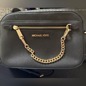 Michael Kors Black Crossbody with Gold Chain